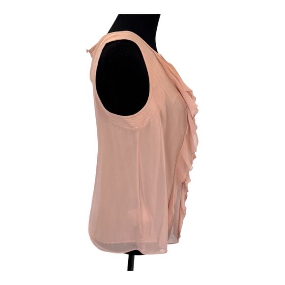 NEW BCBGMAXAZRIA Pink Sleeveless Chiffon Ruffle Blouse Top Size XS - Picture 5 of 8